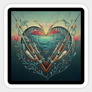 Fishing Hearts Of Love 1 Sticker